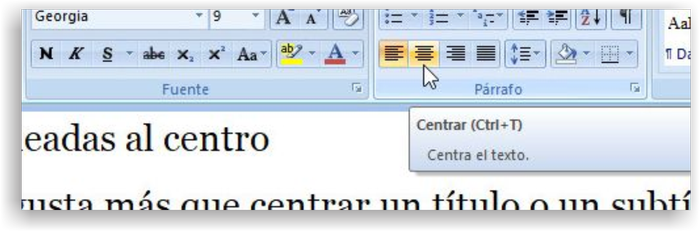 Centrar una línea en Microsoft Word